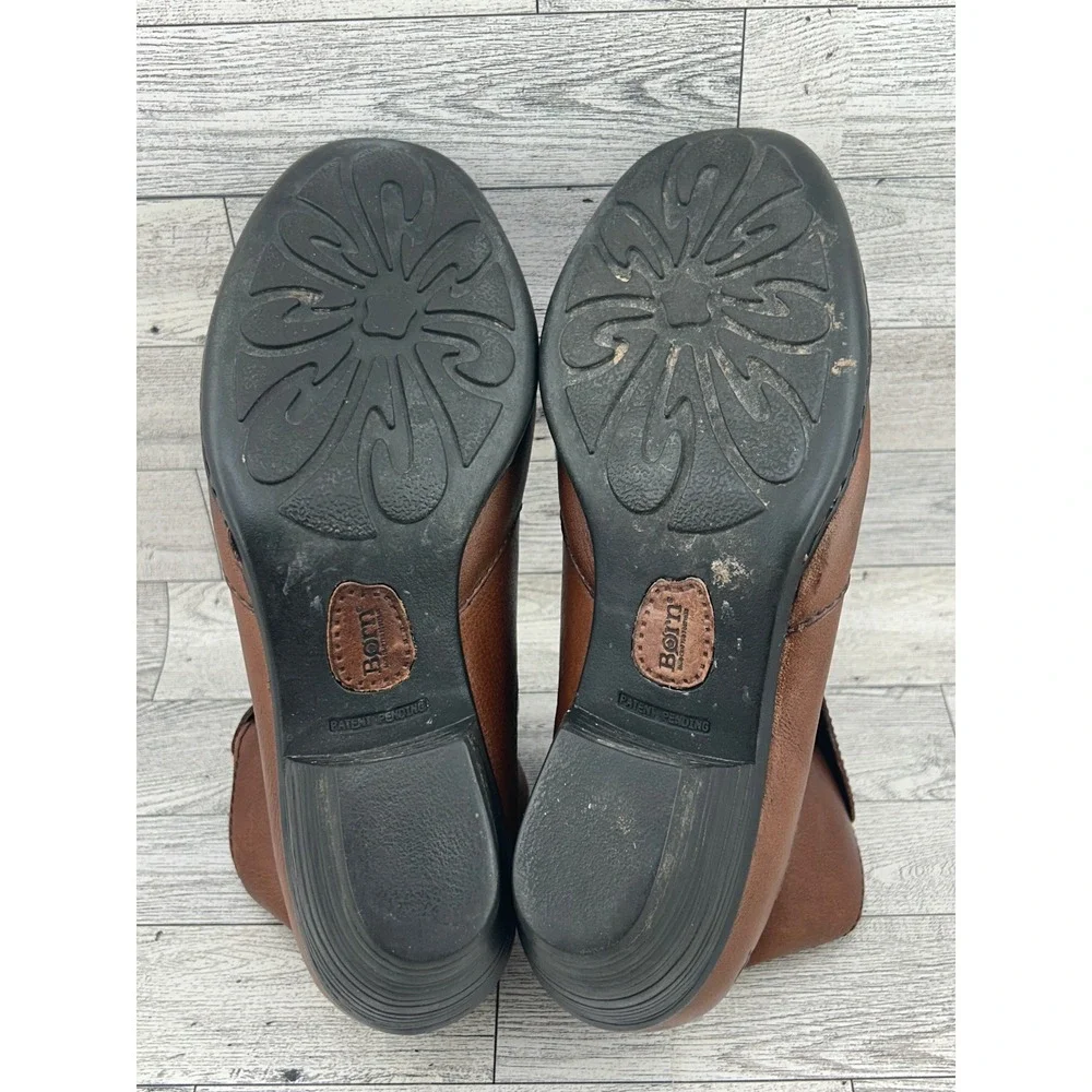 Born Brown Leather Ankle Boots Womens 9.5 M/W‎ Casual Western Heel Comfort Shoes
